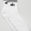 Alo Unisex Half-Crew Throwback Sock – White/Black